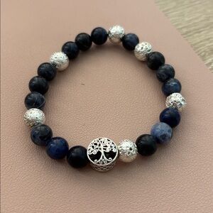 Sodalite/lava Rock handcrafted stone bracelet by me 💙